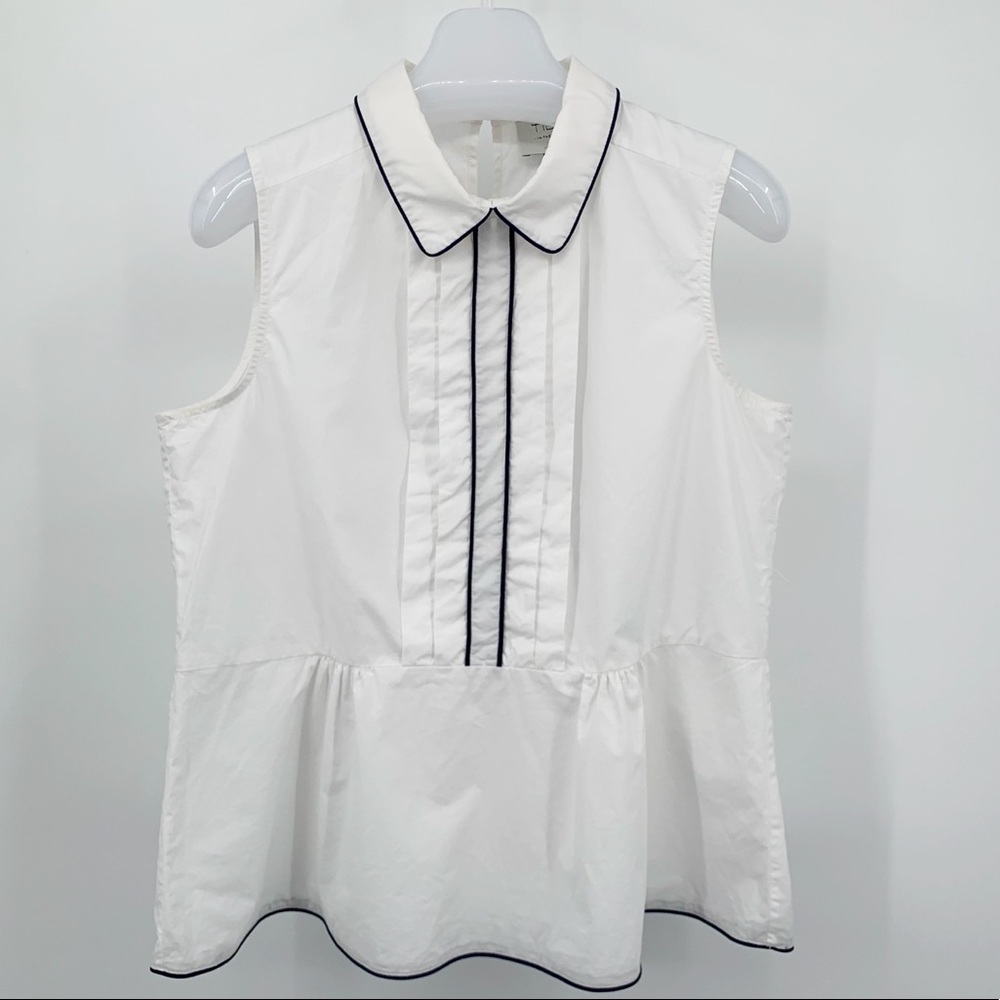 HD in Paris Anthropologie Bennett White Sleeveless Shell Blouse